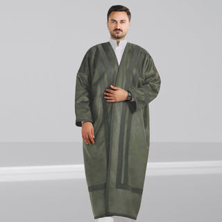 Men's Abaya with Fur Lined/ Light  Olive -8627