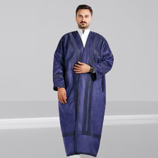 Men's Abaya with Fur Lined/ Navy -8626