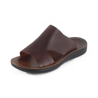 Comfort men Slippers/ 100% genuine leather/ handmade/ brown -8288