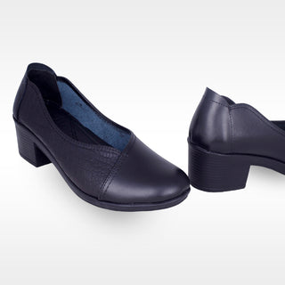 Women’s Low Heels Mid Square - black (100 %genuine leather) -8743
