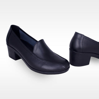 Women’s Low Heels Mid Square - black (100 %genuine leather) -8744