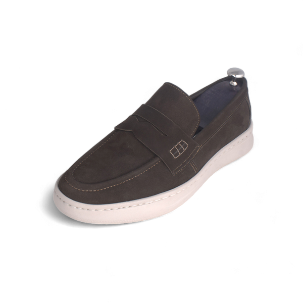Medical casual shoe / 100% nubuck genuine leather / brown color -8755