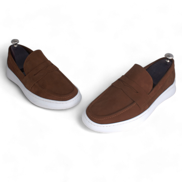Medical casual shoe / 100% nubuck genuine leather / brown color -8756