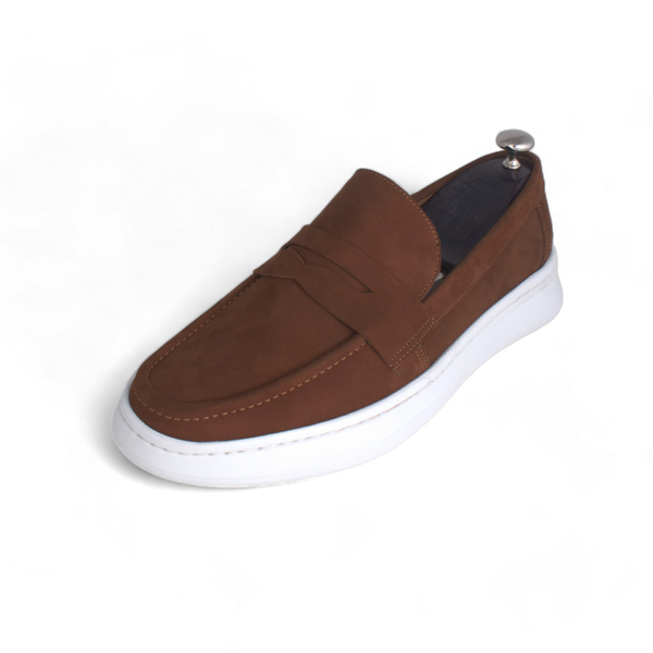 Medical casual shoe / 100% nubuck genuine leather / brown color -8756