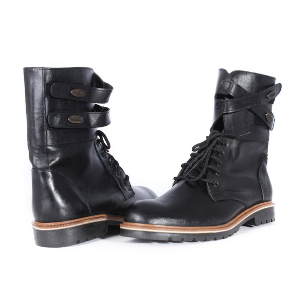 100 % genuine  leather/ men ankle boots/ handmade/ black -6863