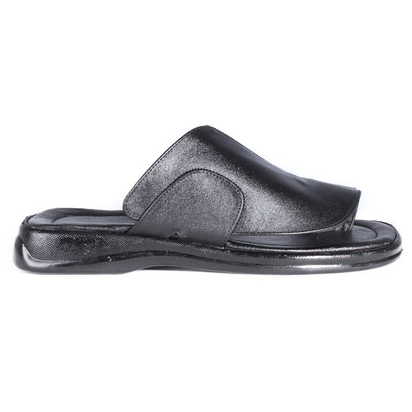 Comfort men Slides/ 100% genuine leather/ handmade/ black -6867
