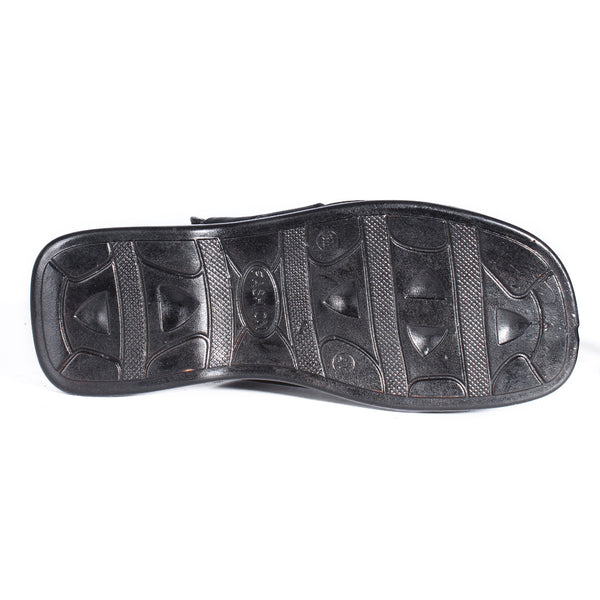 Comfort men Slides/ 100% genuine leather/ handmade/ black -6867