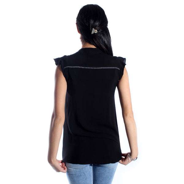 women shirt/ black/ Cotton/ made in Turkey -3453