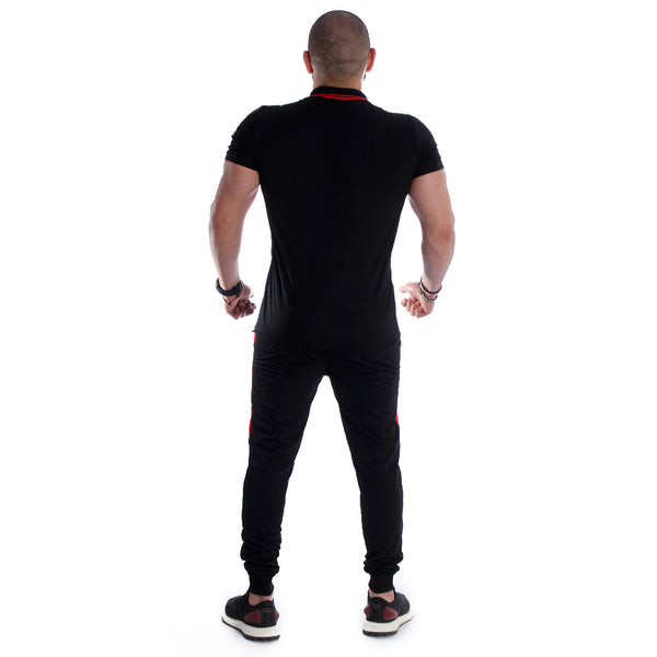 Men Training Suit Black / Red -7020