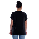 Women black Printed Round Neck T-shirt -7056