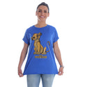 Women blue Printed Round Neck T-shirt -7065