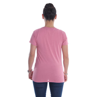 Women pink Printed Round Neck T-shirt / Made in Turkey -7032