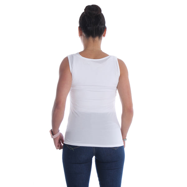 Women white Printed Round Neck T-shirt -7071