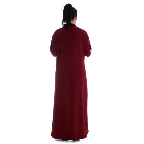 Long Striped Sports Dress / red - free size -7085
