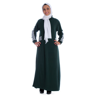 Long Striped Sports Dress / green - free size -7091