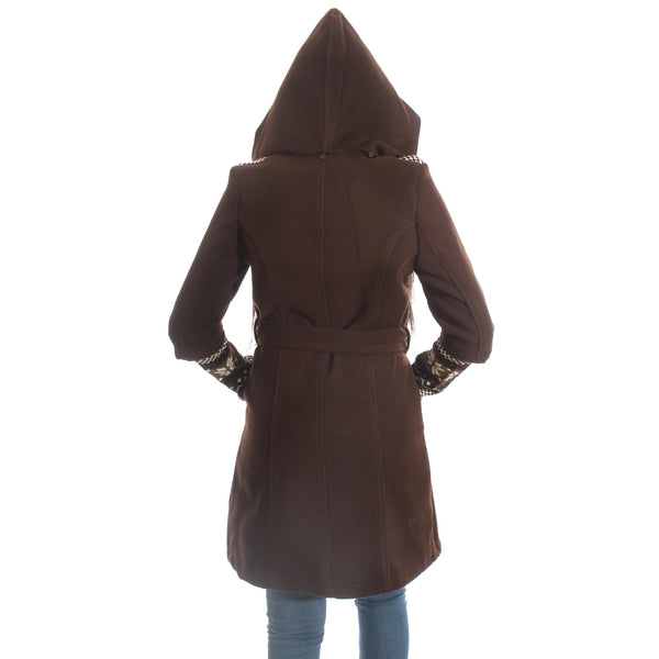Long coat with removable hoodie/ brown -5900