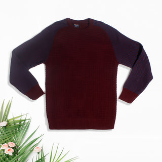 acrylic Men’s Round Neck Full Sleeve Color burgundy Winter T Shirt -7923