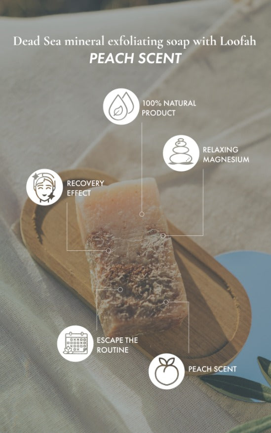 Dead Sea Mineral Scrub Soap with Loofah (Peach) -406 Dead Sea Mineral Scrub Soap with Loofah (Peach) -406