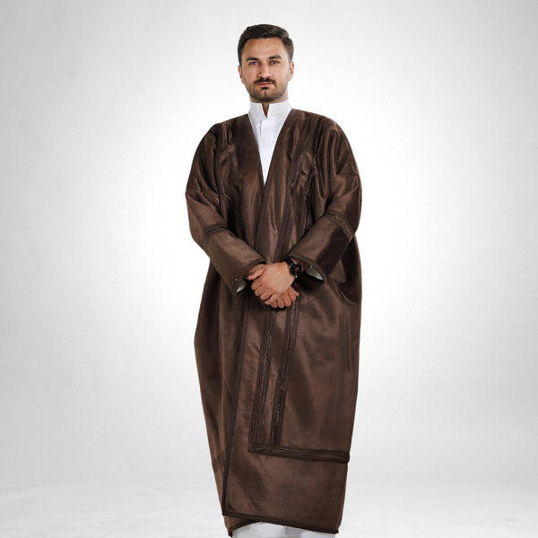 Men's Abaya with Fur Lined/  Brown Color -7911