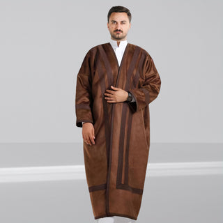 Buy brown Men's Abaya with Fur Lined/ Light  Brown Color -7910