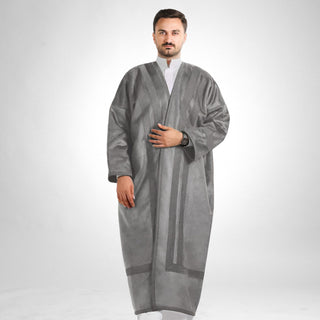 Men's Abaya with Fur Lined/ Gray -8625
