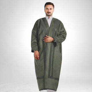 Men's Abaya with Fur Lined/ Light  Olive -8627