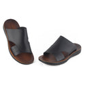 Comfort men Slippers/ 100% genuine leather/ handmade/ black -8289