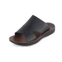 Comfort men Slippers/ 100% genuine leather/ handmade/ black -8289