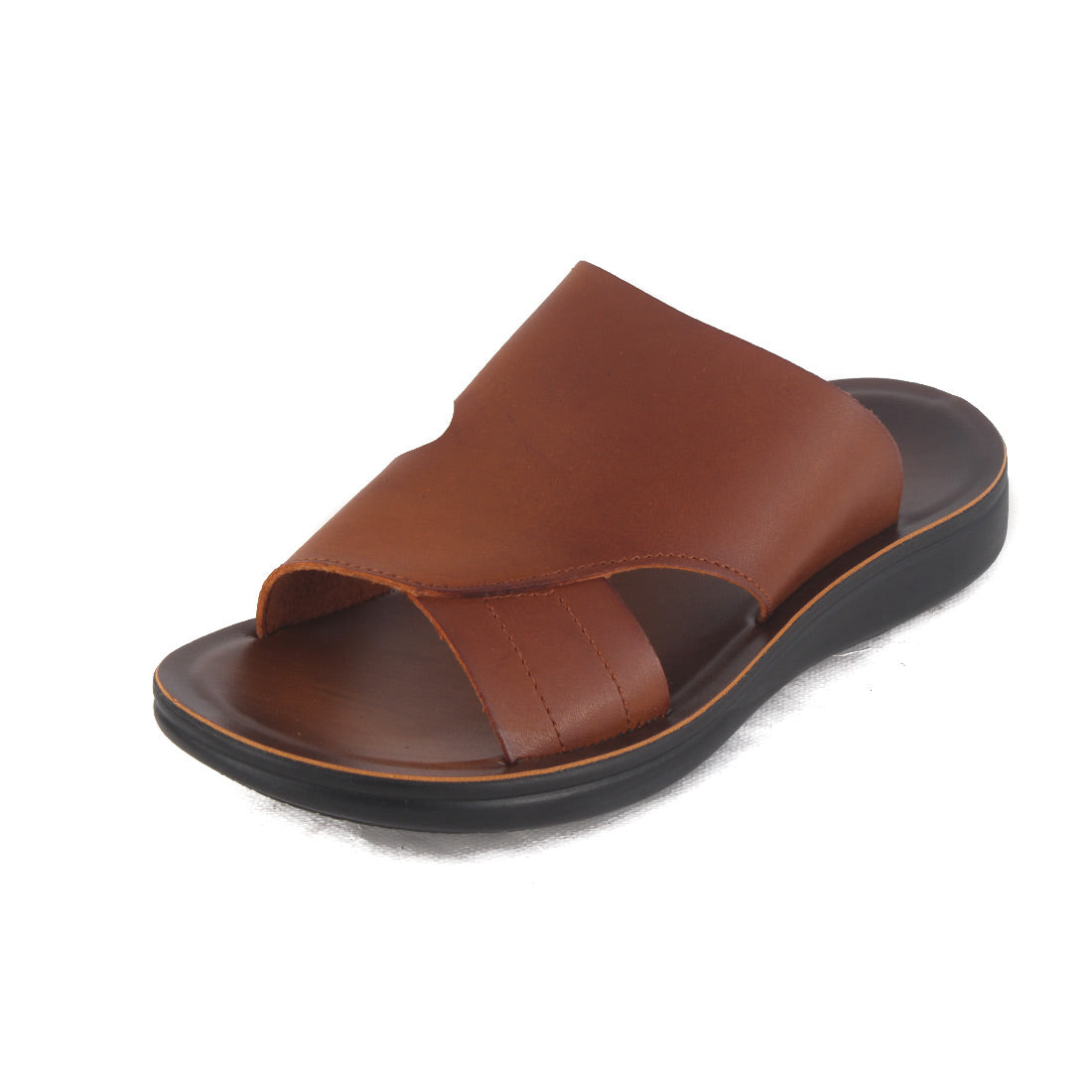 Comfort men Slippers/ 100% genuine leather/ handmade/ brown -8290