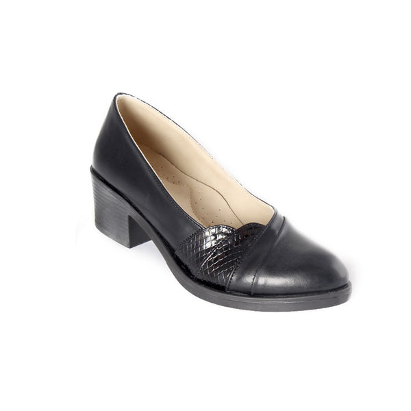 Women’s Low Heels Mid Square (100 %genuine leather)/ black -8316