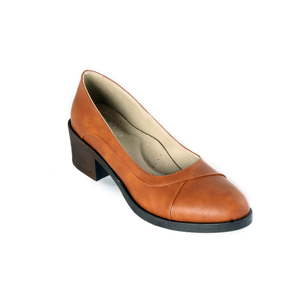 Women’s Low Heels Mid Square (100 %genuine leather)/ honey -8326