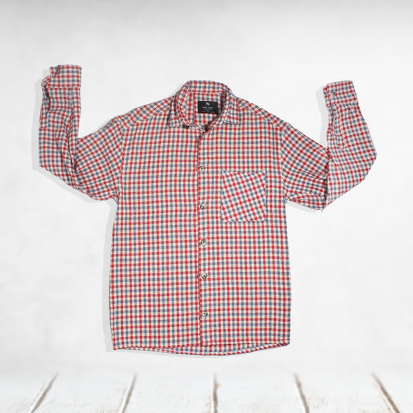 Checkered Long Sleeve Mens Shirt - made in Türkiye -8650