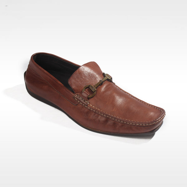 Men's casual shoes, 100% genuine leather - brown color -8661