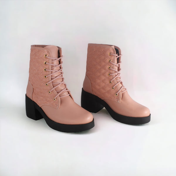 Women's high-heeled winter shoes / pink blue color -8713