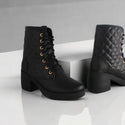 Women's high-heeled winter shoes / black color -8715