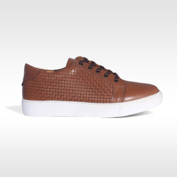 Comfortable men's sports shoes- genuine leathe / Made in Türkiye - Brown -8898