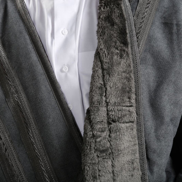 Men's Abaya with Fur Lined/ black -7909