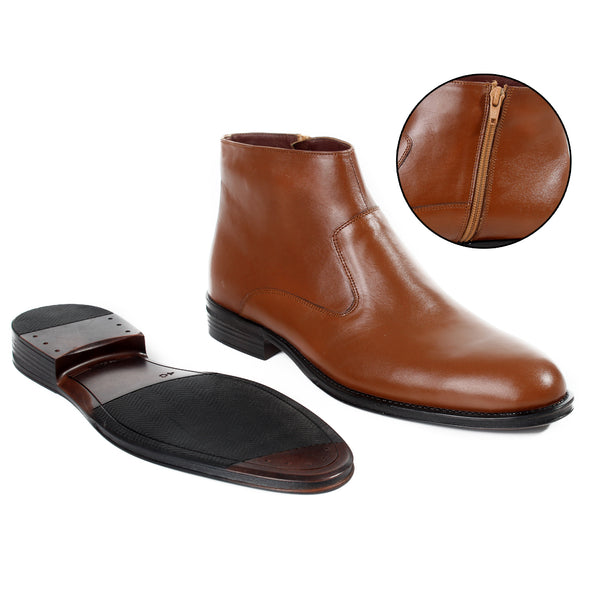 احذية شتوية رسمية جلد طبيعي 100 %، صناعة يدوية – لون عسلي -6203