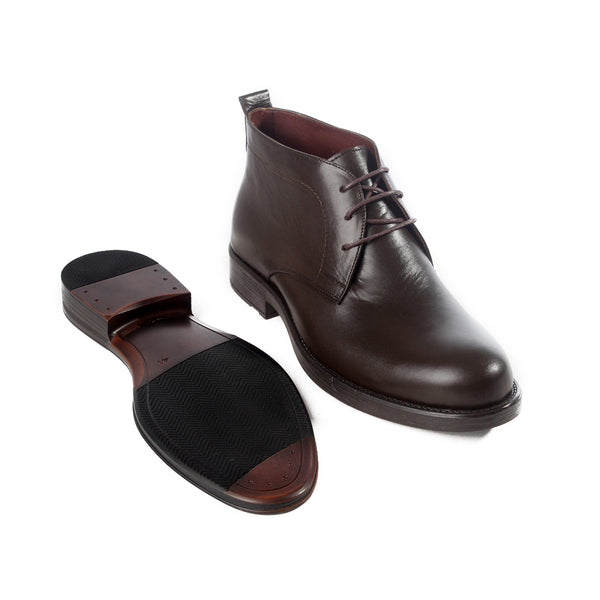 Formal winter shoes /  100% genuine leather -brown -6201