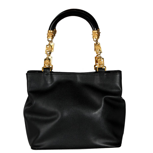 Genuine leather women's handbag / black color / 25* 23 cm -7584