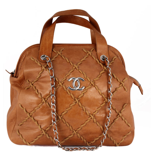 Genuine leather women's handbag / honey color / 35*20 cm -7586