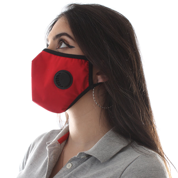 (K 95) Face Mask with inbuilt valve for easy breathing/ red -6287