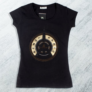 Buy black women t-shirt/ black/ cotoon + lycra/ made in Turkey -3412