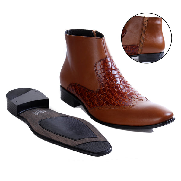 Formal winter shoes /  100% genuine leather -Honey -6499