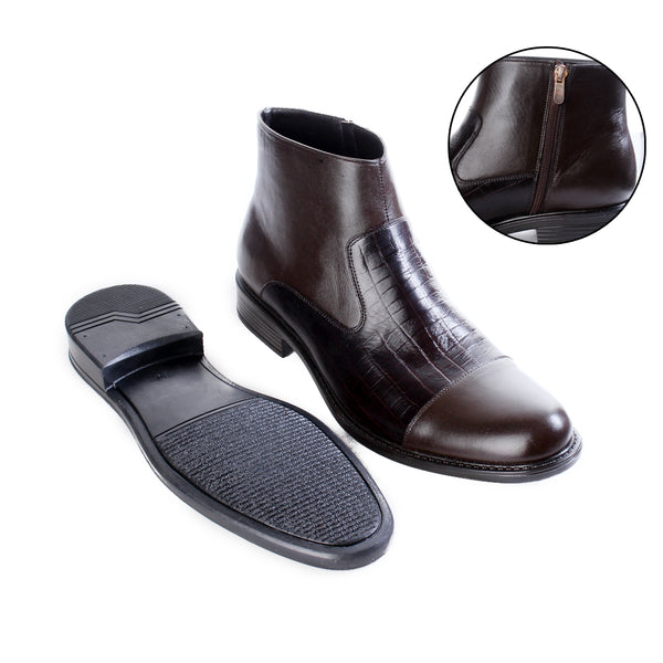 Formal winter shoes /  100% genuine leather -brown-6495