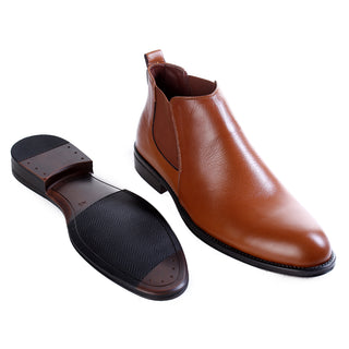 احذية شتوية رسمية جلد طبيعي 100 %، صناعة يدوية – لون عسلي -6500