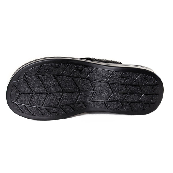 Men Medical Slipper / Faux Leather / Made in Turkey/ black -7170