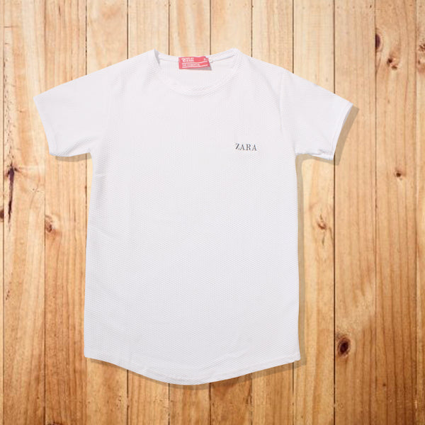 Men White Printed Round Neck T-shirt -7009