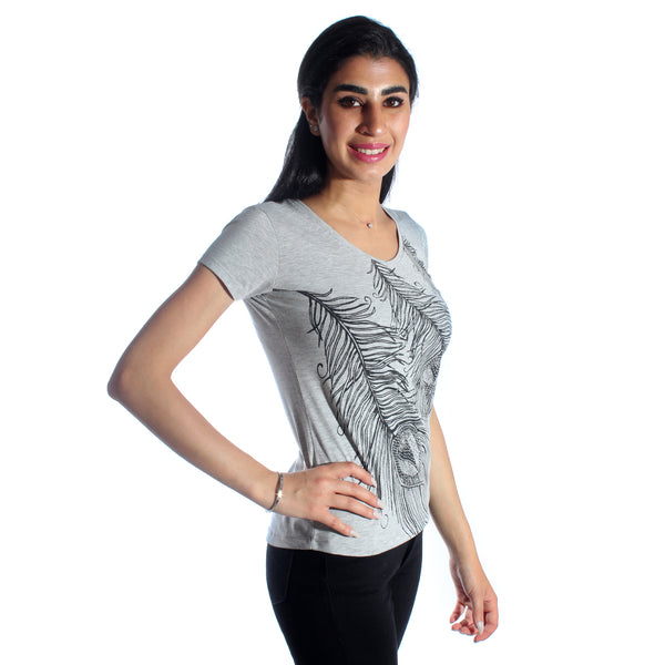 women t-shirt/ gray/ cotoon + lycra/ made in Turkey -3399
