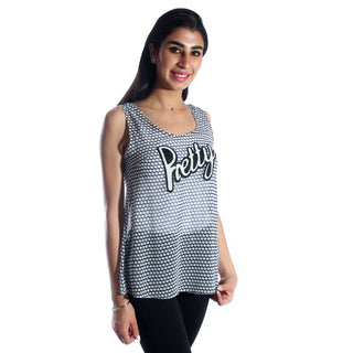 women t-shirt/ black and white/ polyester/ made in Turkey -3448